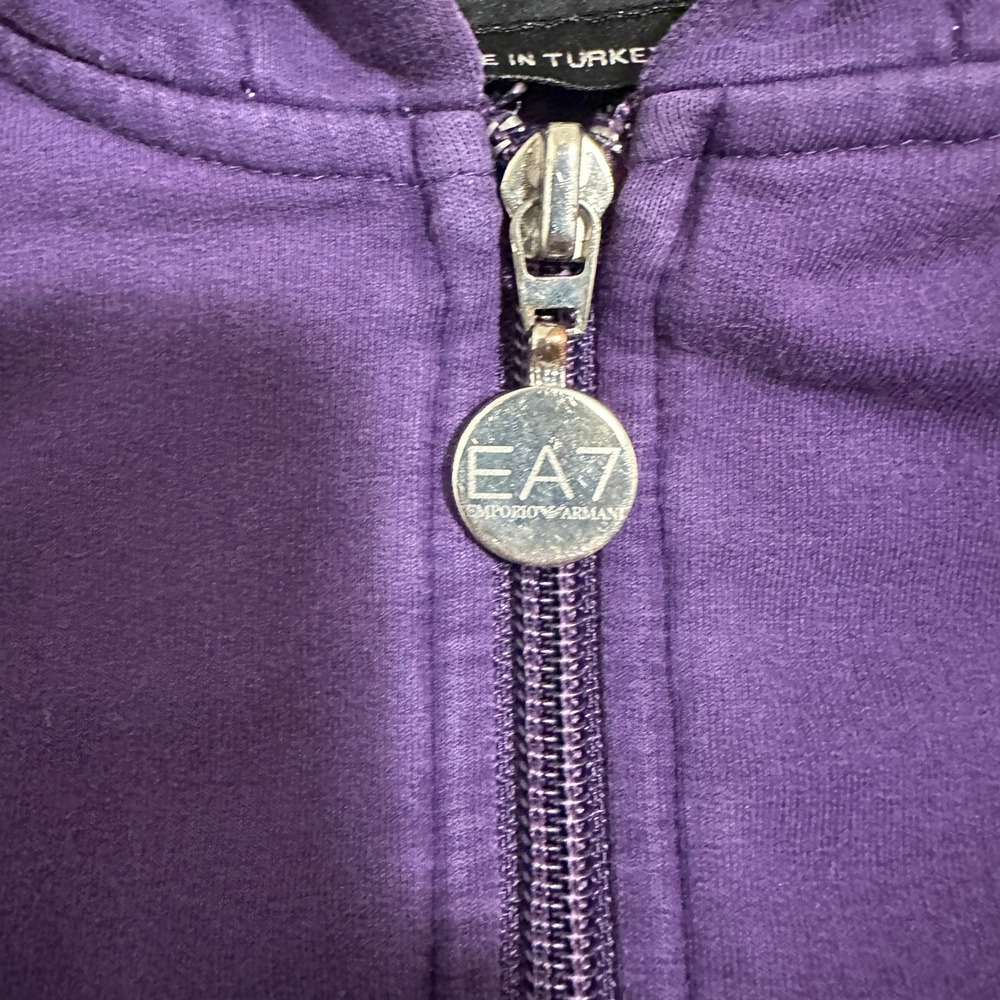 EA7 Emporio Armani Womens Purple Colorblock Full Zip Hoodie Sweatshirt Logo - Picture 10 of 14